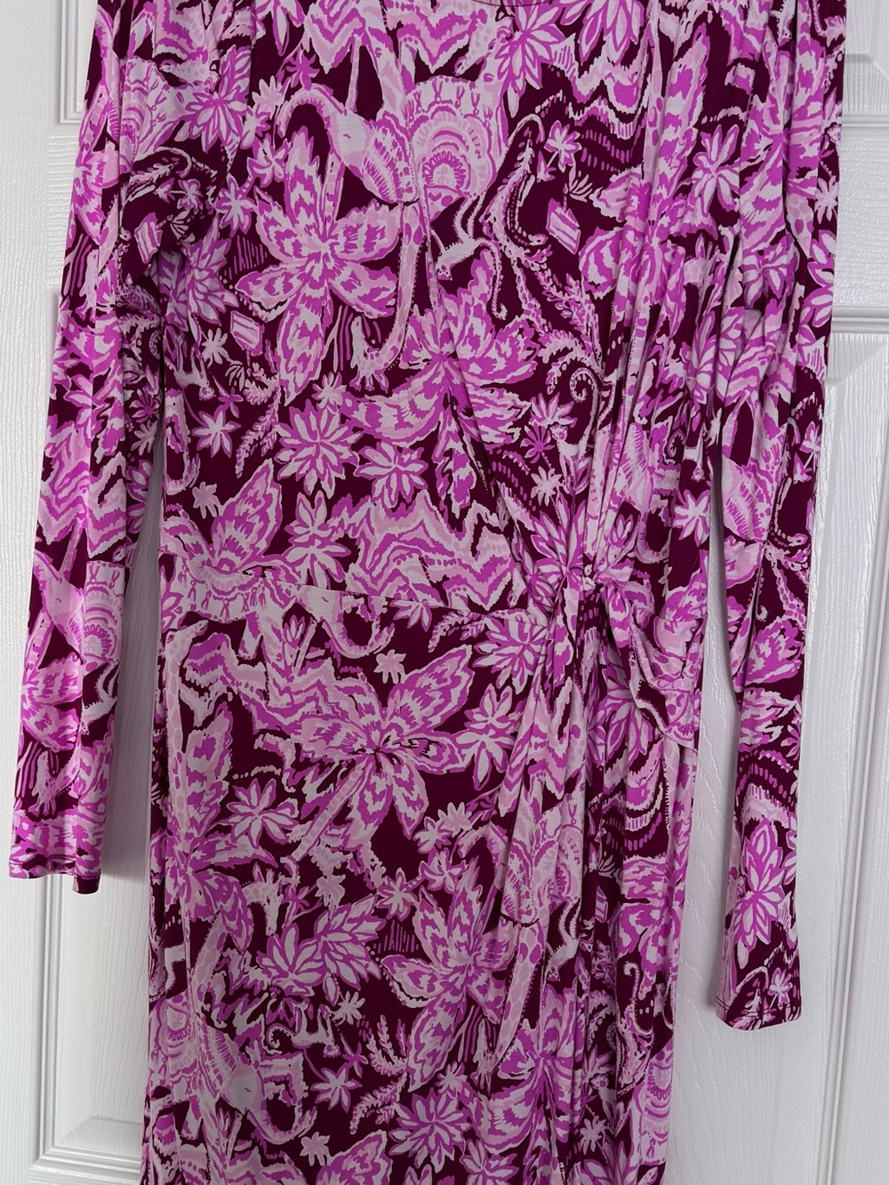 Lilly Pulitzer Fuchsia and Light Pink Floral Long Sleeve Dress - Picture 3 of 4